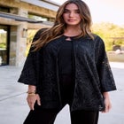 Plus Size Burnout Lace Bracelet Sleeve Jacket image number 0