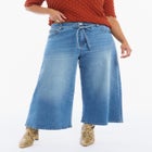 Wide-Leg Denim Culotte image number 1