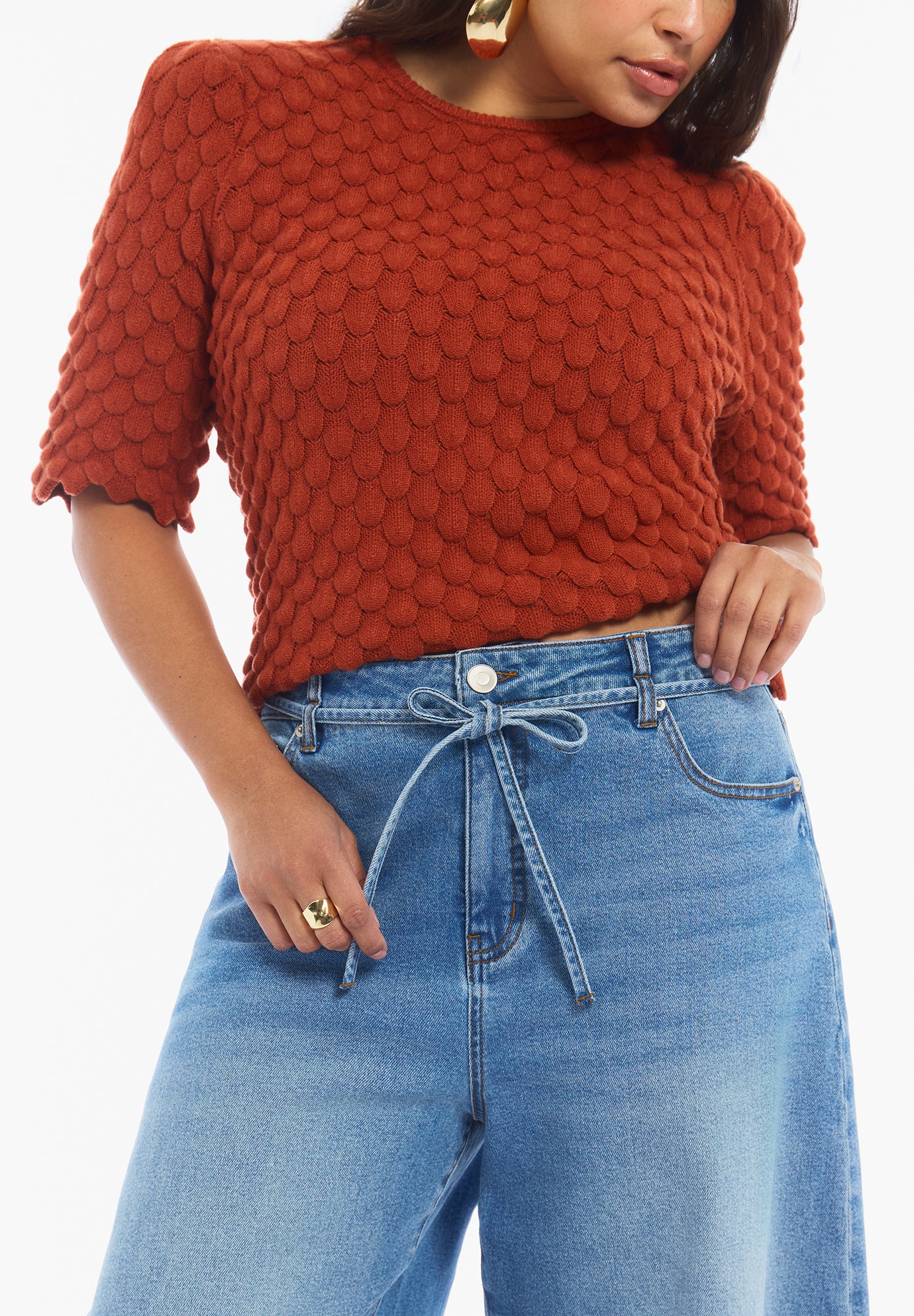 Wide-Leg Denim Culotte image number 3