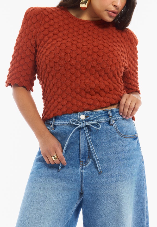 Wide-Leg Denim Culotte image number 3