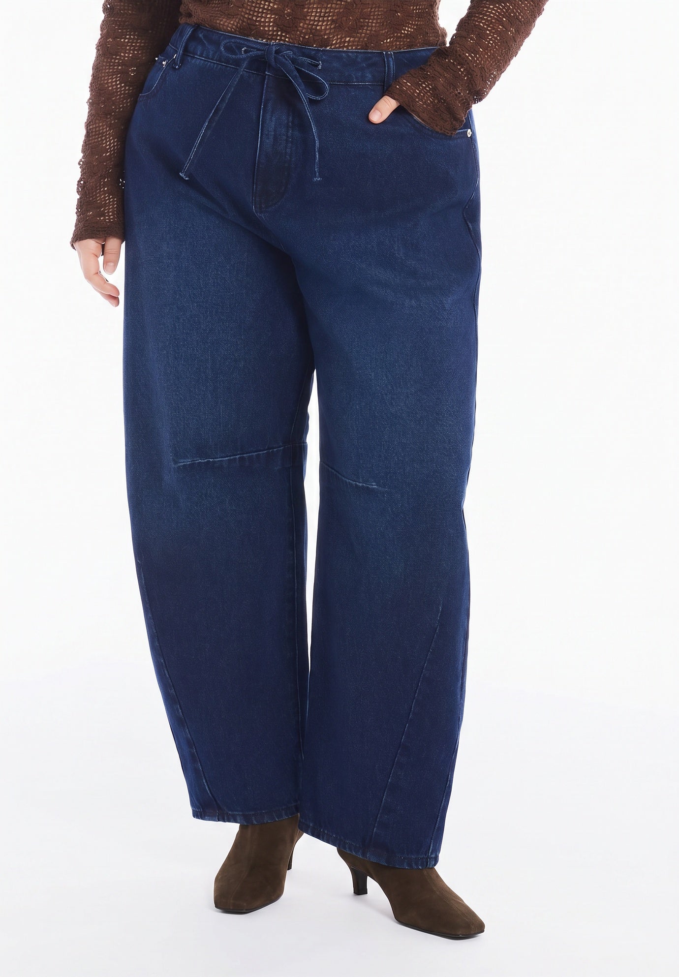 Dramatic Drawstring Barrel Jean image number 2