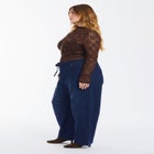 Dramatic Drawstring Barrel Jean image number 4