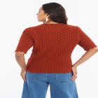 Scallop-Trim Short Sleeve Sweater image number 2