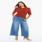 Scallop-Trim Short Sleeve Sweater image number 1