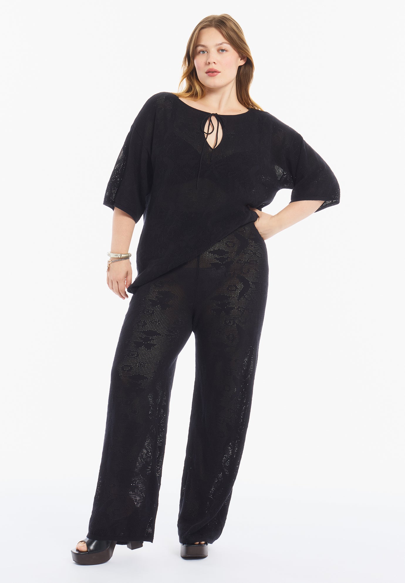 Straight-Leg Jacquard Knit Pant image number 0