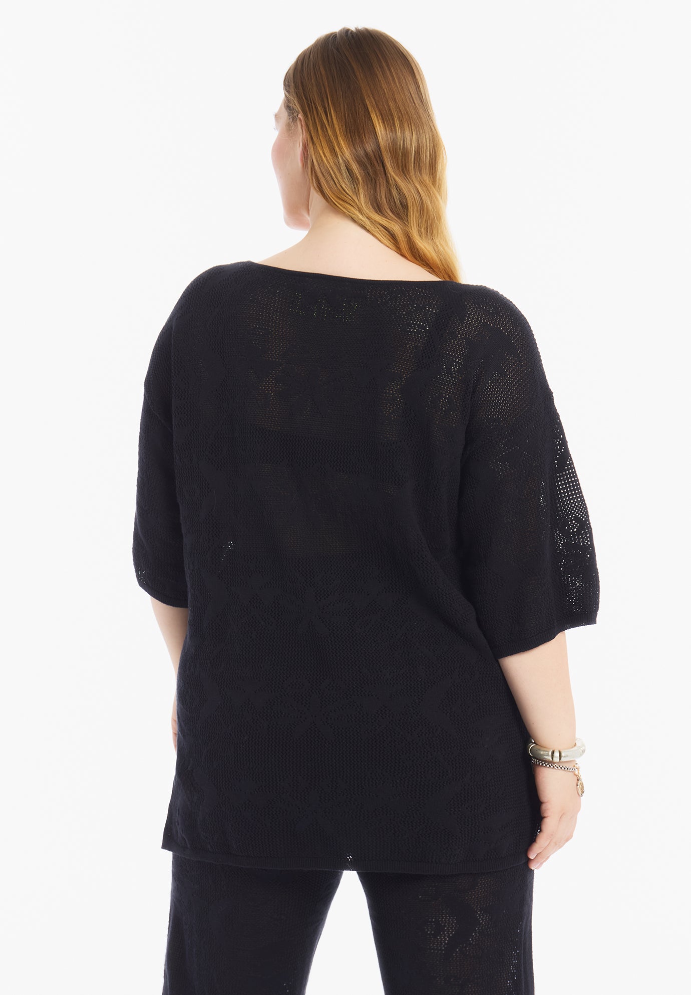 Tie-Neck Jacquard Knit Tunic image number 1
