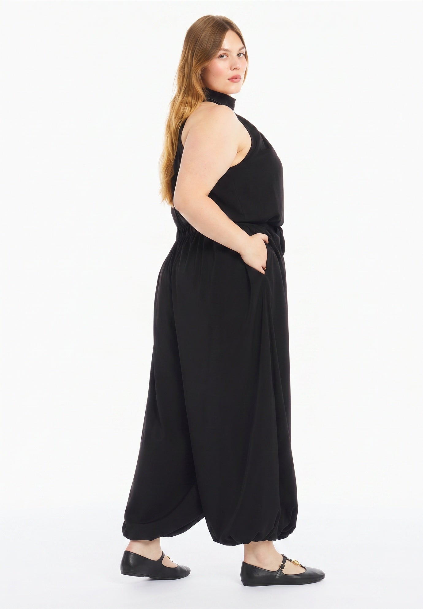 Elastic Waist Crepe Balloon Pant image number 2