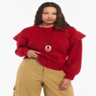 Sleeve Detail Mock Neck Sweater image number 1