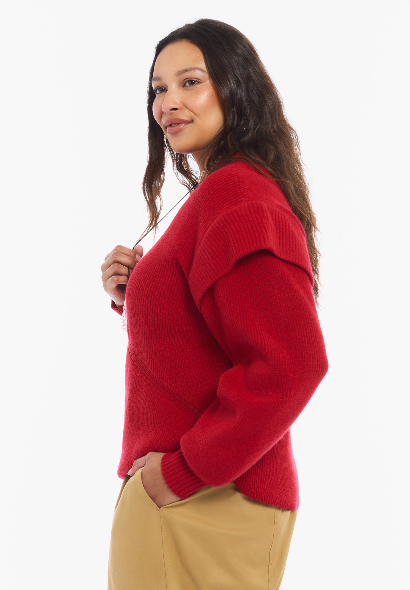 Sleeve Detail Mock Neck Sweater image number 3