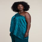 Knotted Asymmetric Crinkle Satin Top image number null