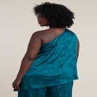 Knotted Asymmetric Crinkle Satin Top image number null