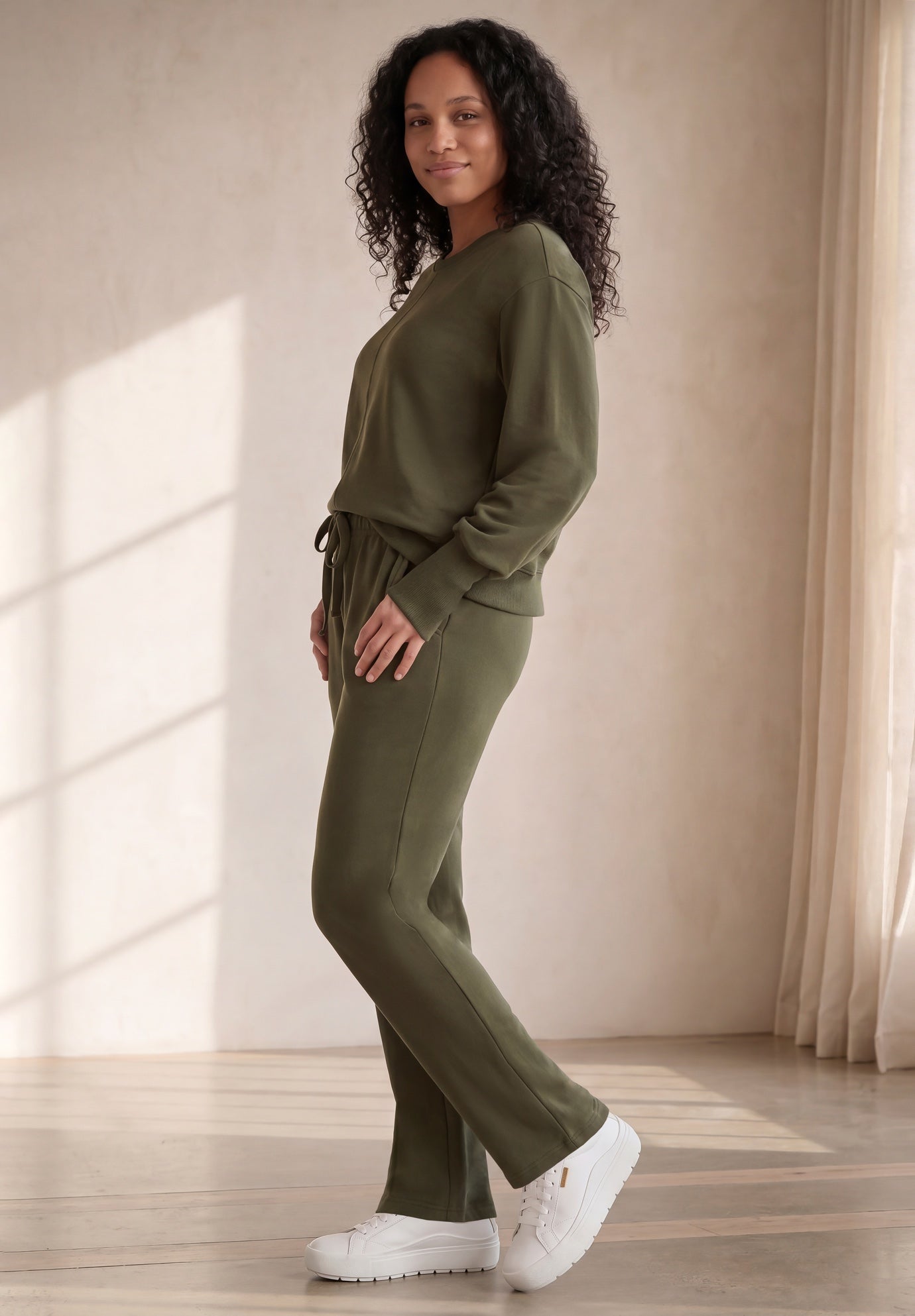 Ellos Studio French Terry Straight Leg Sweatpants image number 2