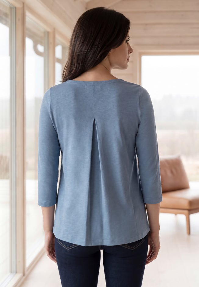 Cotton Jersey Slub Three-Quarter Sleeve Trapeze Tee image number 1