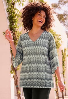 Margaret Jacquard Angel Sleeve Top