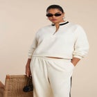 Quarter Zip Stripe Detail Sweatshirt image number null