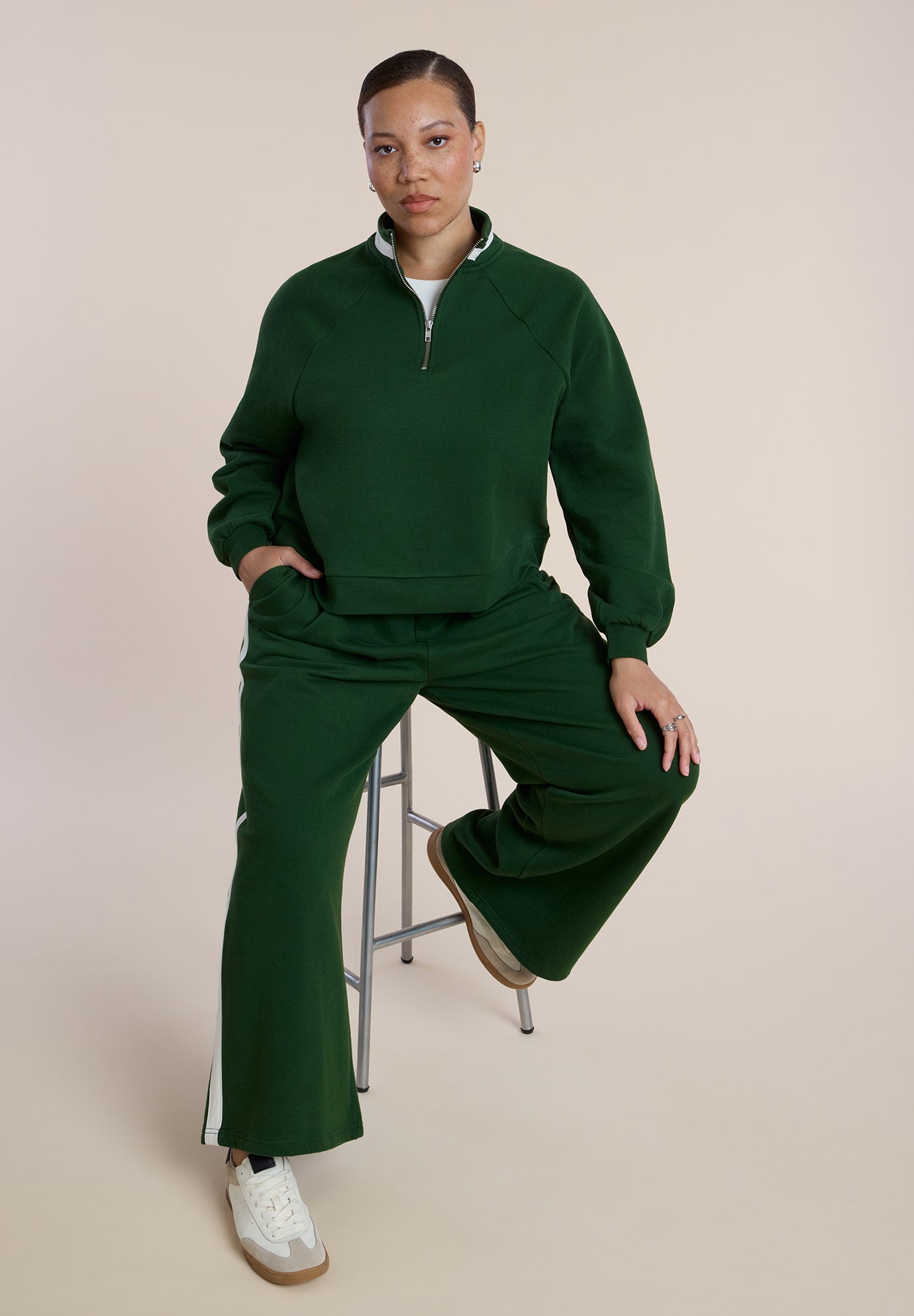 Stripe Detail Quarter Zip Sweatshirt image number 3