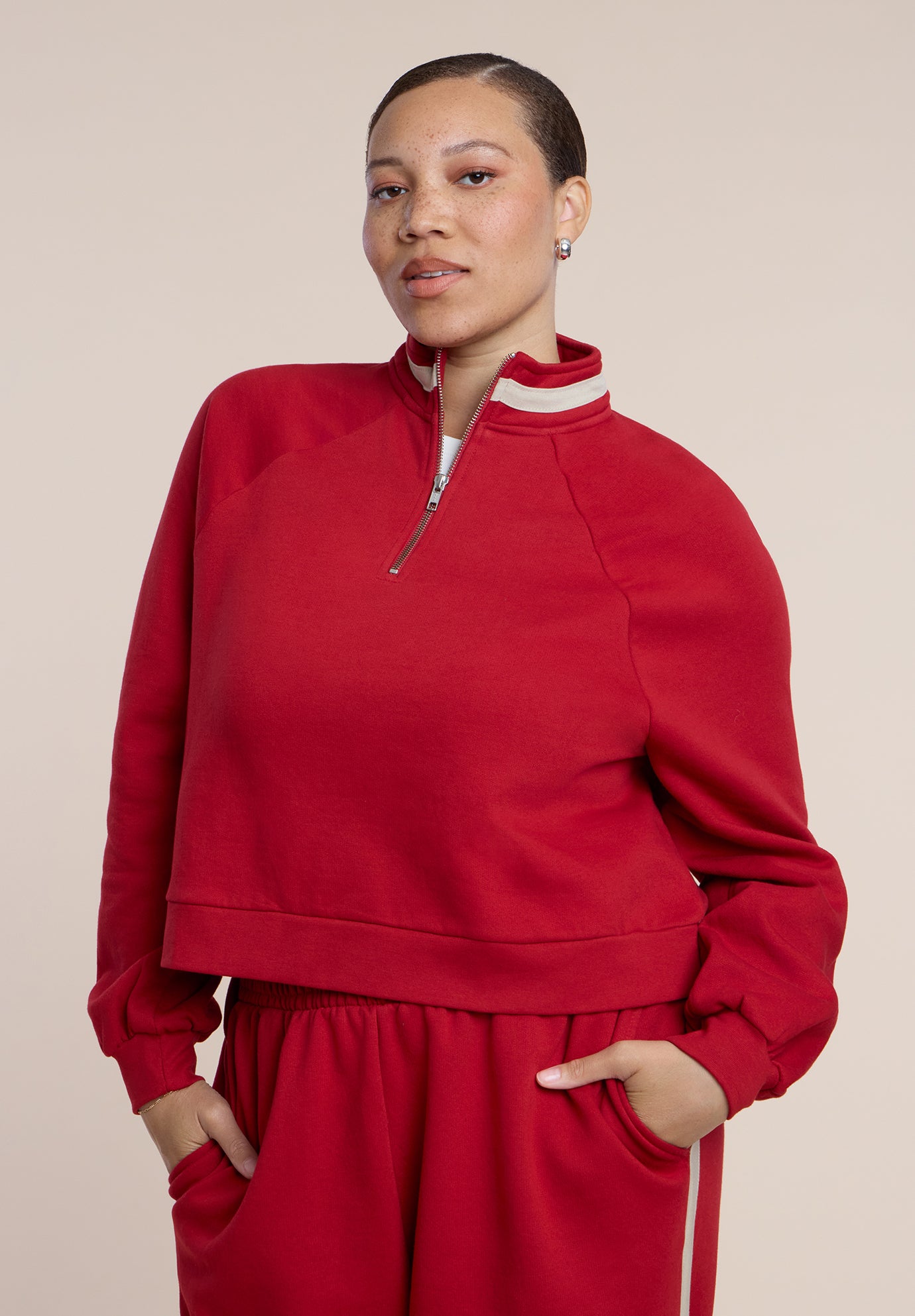 Stripe Detail Quarter Zip Sweatshirt image number 0
