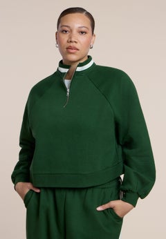 Stripe Detail Quarter Zip Sweatshirt