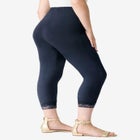 Lace Trim Essential Stretch Capri Legging image number null
