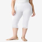 Lace Trim Essential Stretch Capri Legging image number null
