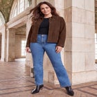 Downtown Suede Jacket with Mandarin Collar image number null