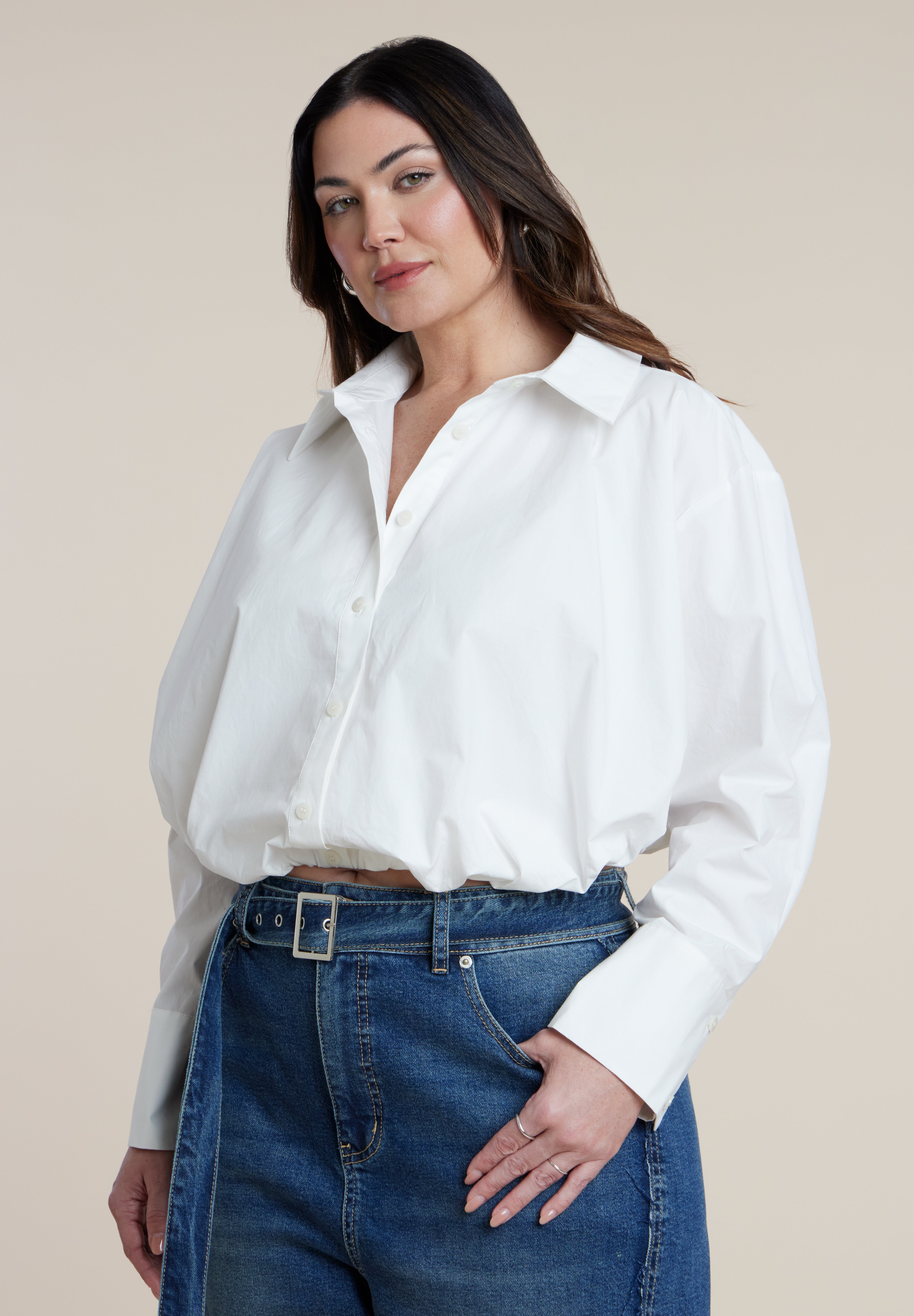 Bubble Button Up Crop Top image number 0