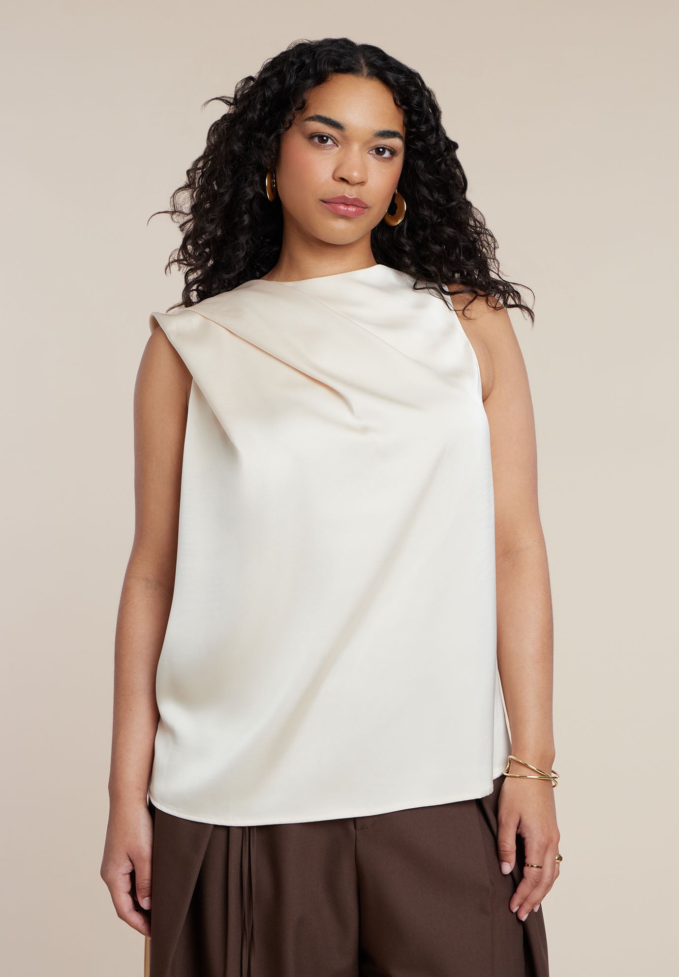 Sleeveless Scarf Detail Top image number 1