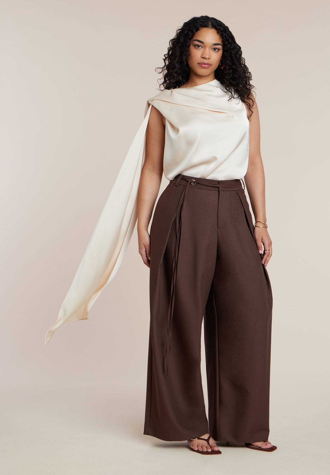 Sleeveless Scarf Detail Top image number 2