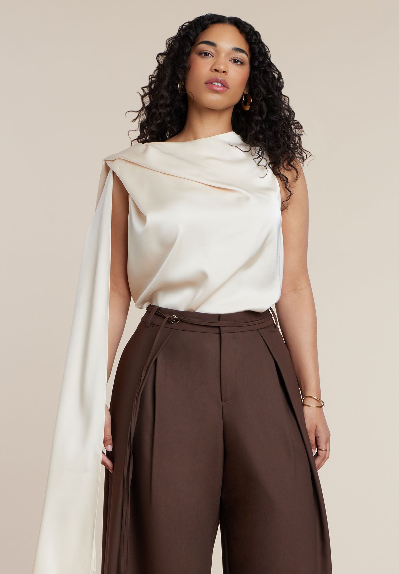 Sleeveless Scarf Detail Top image number 0