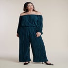 Off The Shoulder Plisse Jumpsuit image number 0