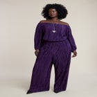 Off The Shoulder Plisse Jumpsuit image number 0