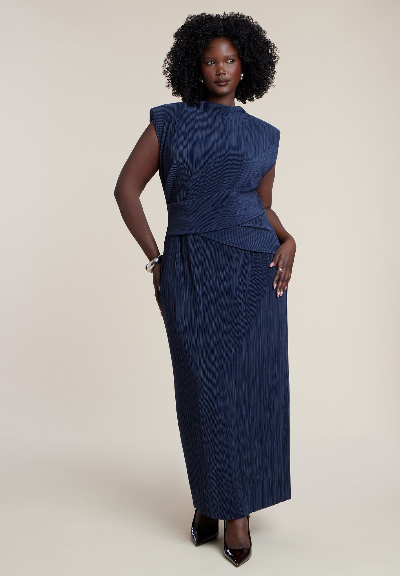 Draped Bodice Plisse Maxi Dress image number 1