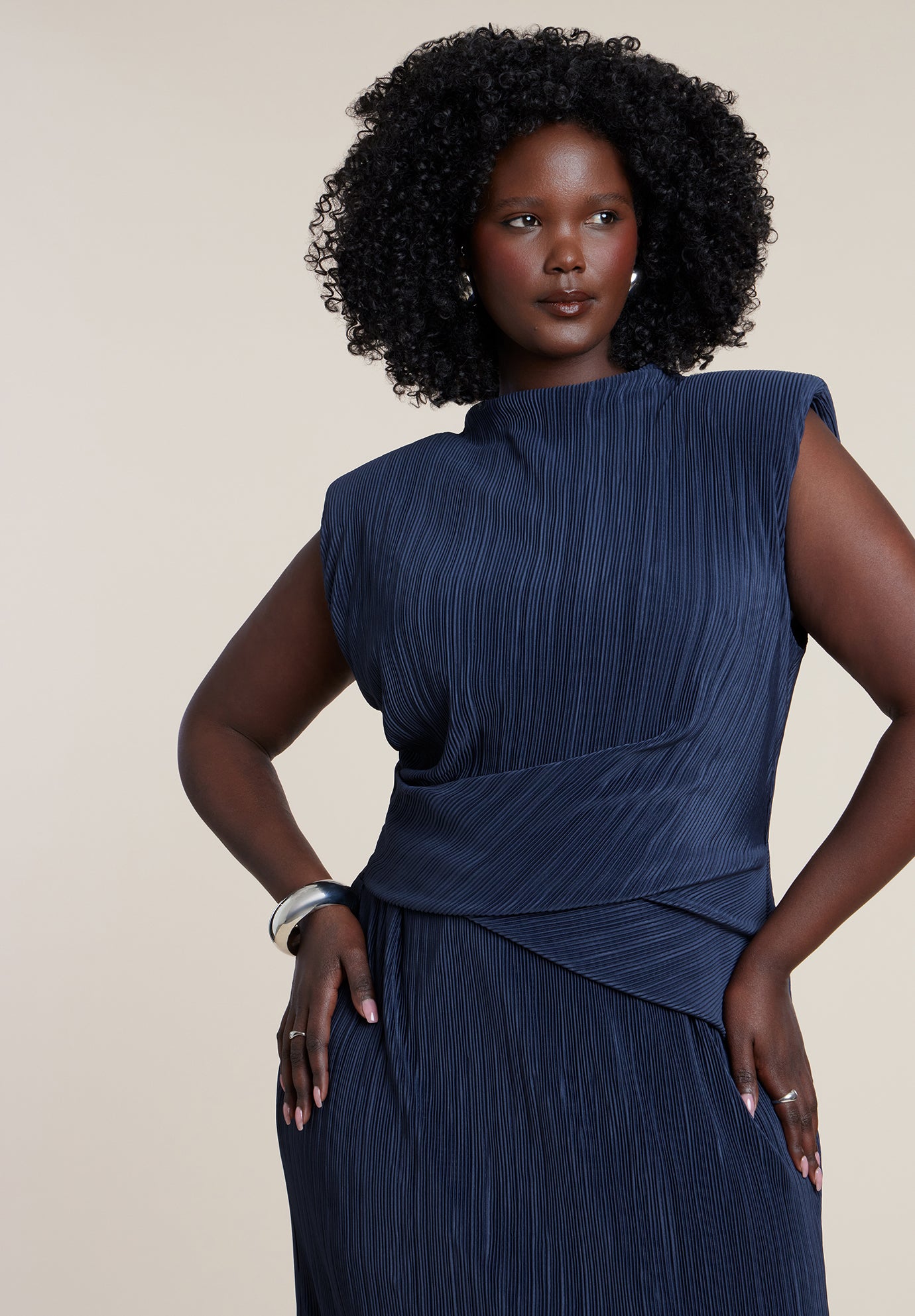 Draped Bodice Plisse Maxi Dress image number 3