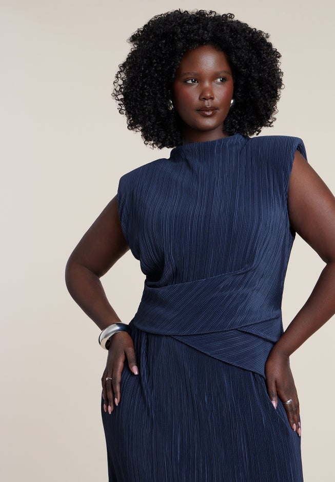 Draped Bodice Plisse Maxi Dress image number 3