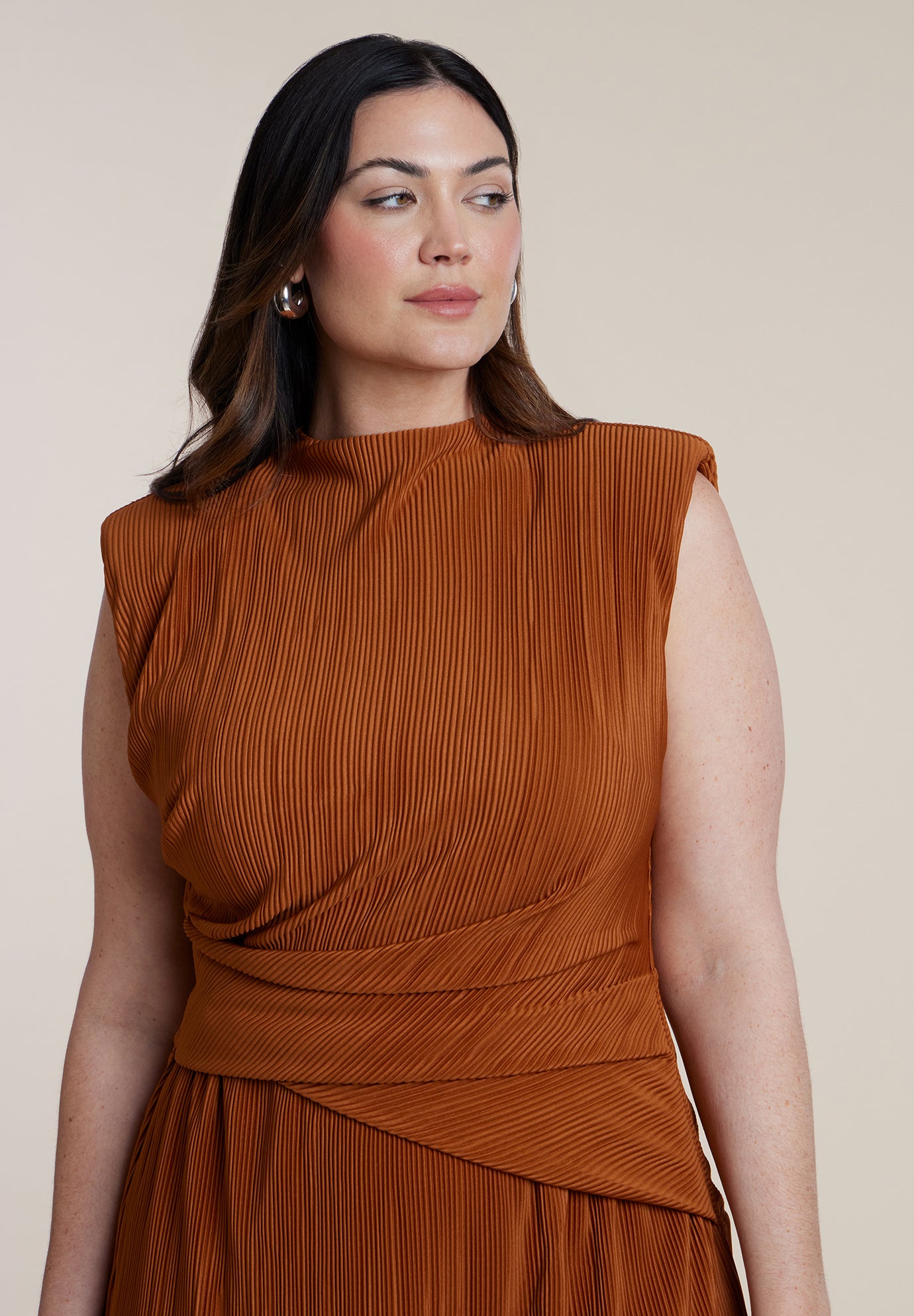 Draped Bodice Plisse Maxi Dress image number 3