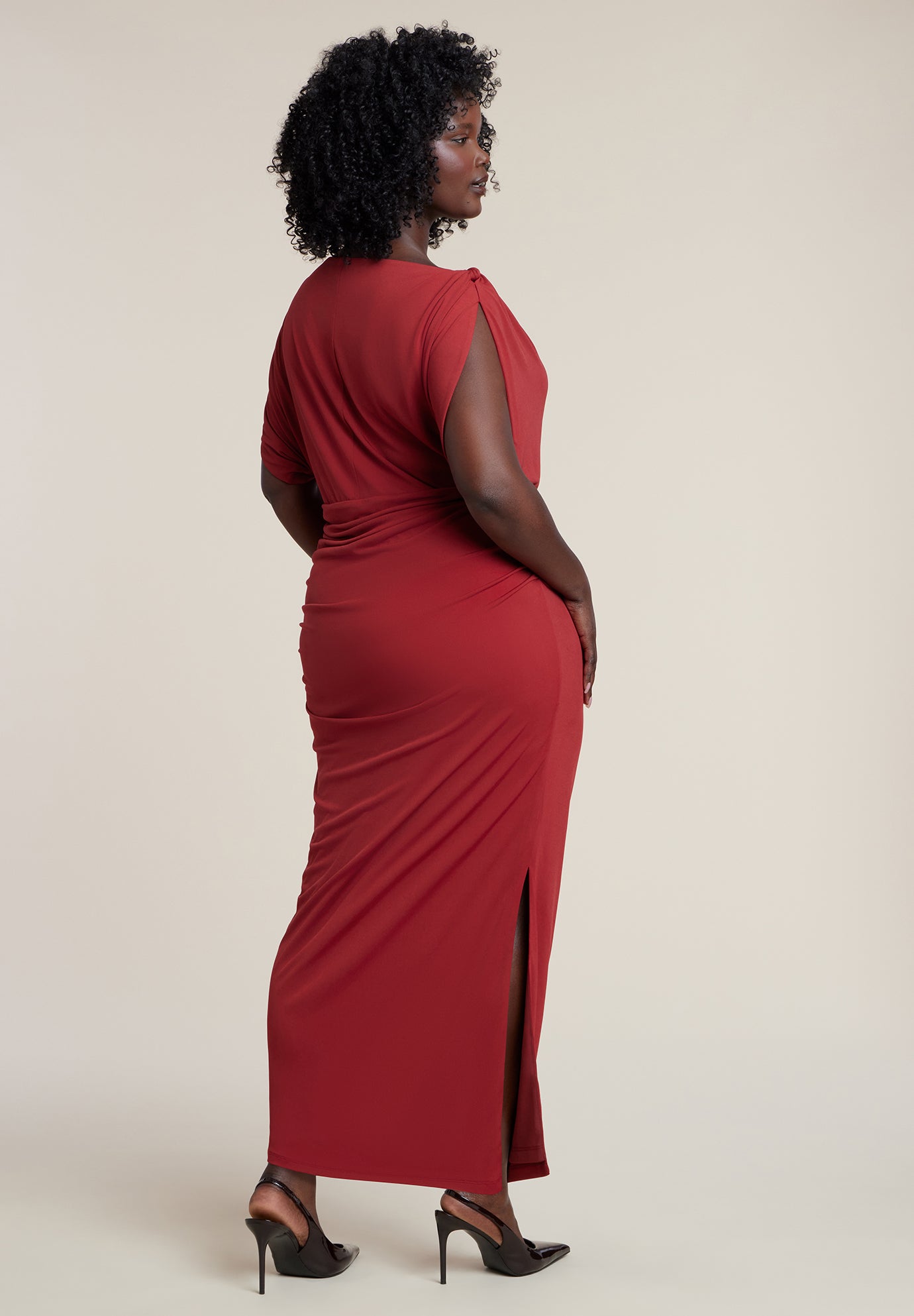 Shoulder Knot Knit Midi Dress image number 1