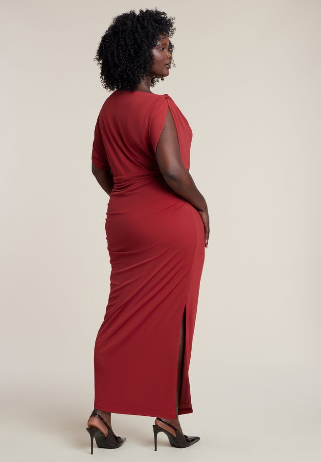 Shoulder Knot Knit Midi Dress image number 1