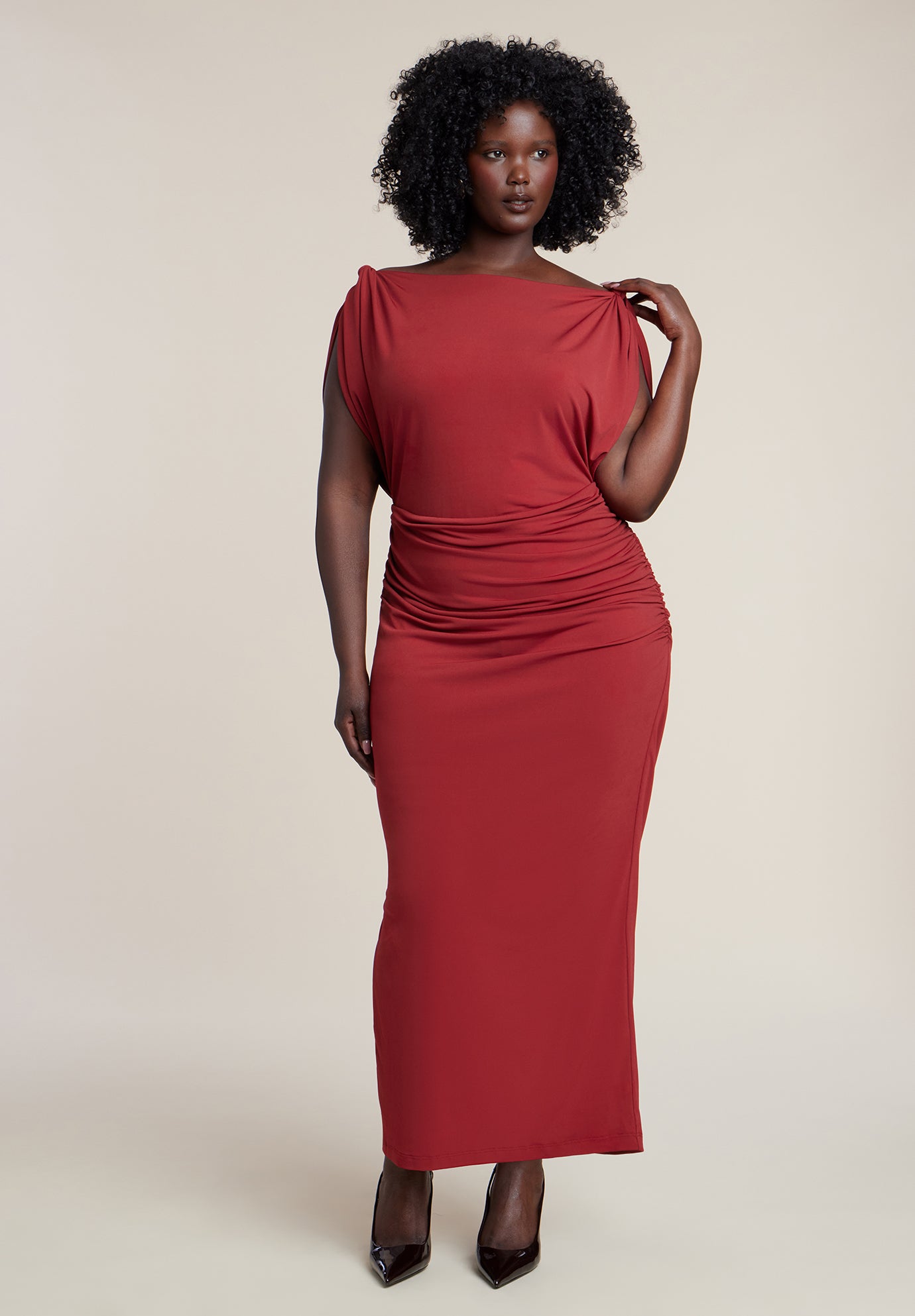 Shoulder Knot Knit Midi Dress image number 0