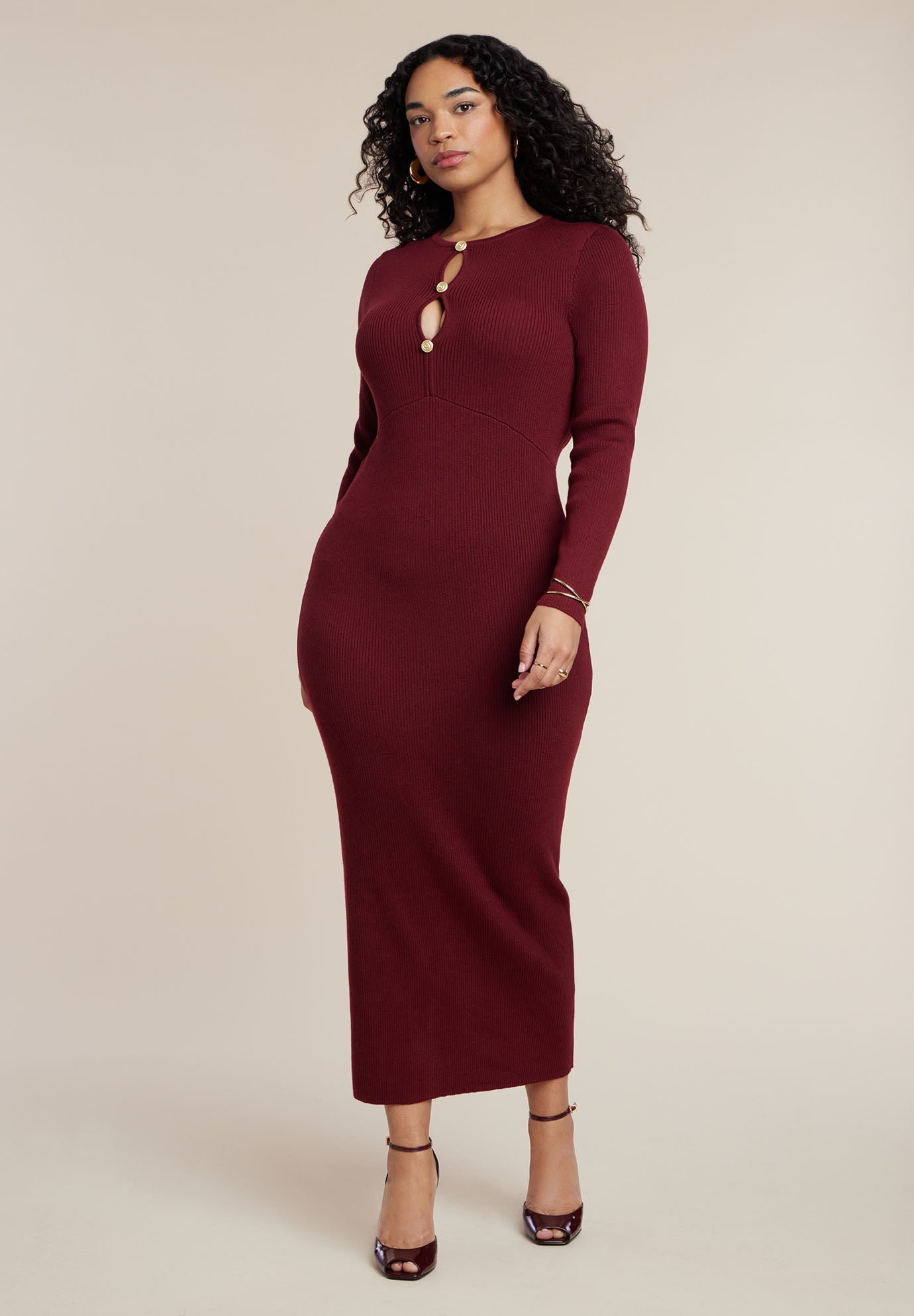 Sweater Button Detail Sweater Maxi Dress image number 0