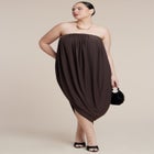 Strapless Draped Midi Dress image number 0