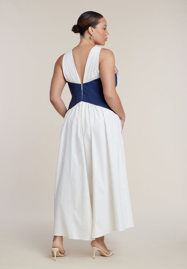 Corset Detail Poplin Maxi Dress image number 1
