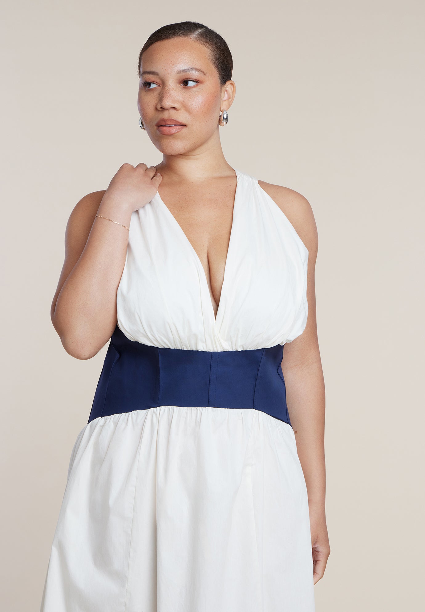 Corset Detail Poplin Maxi Dress image number 2