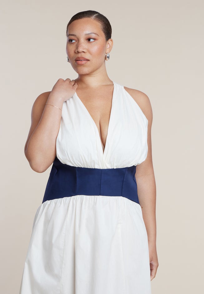 Corset Detail Poplin Maxi Dress image number 2