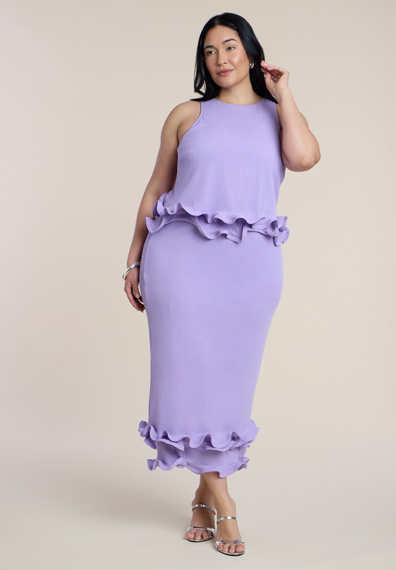 Ruffle Detail Column Maxi Dress image number 0