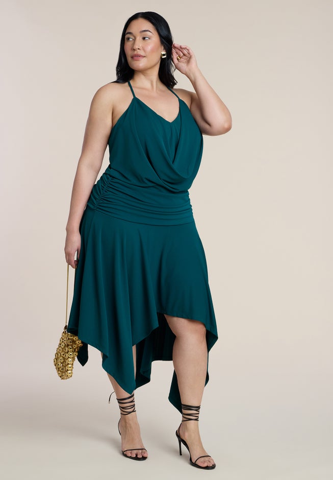 Asym Hem Draped Jersey Midi Dress image number 1