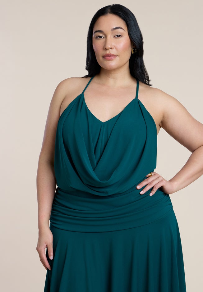 Asym Hem Draped Jersey Midi Dress image number 4