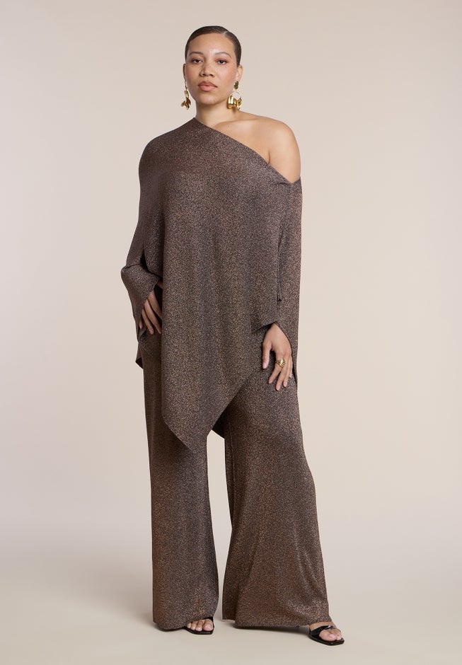 Shimmer Knit Wide-Leg Sweater Pant image number 1