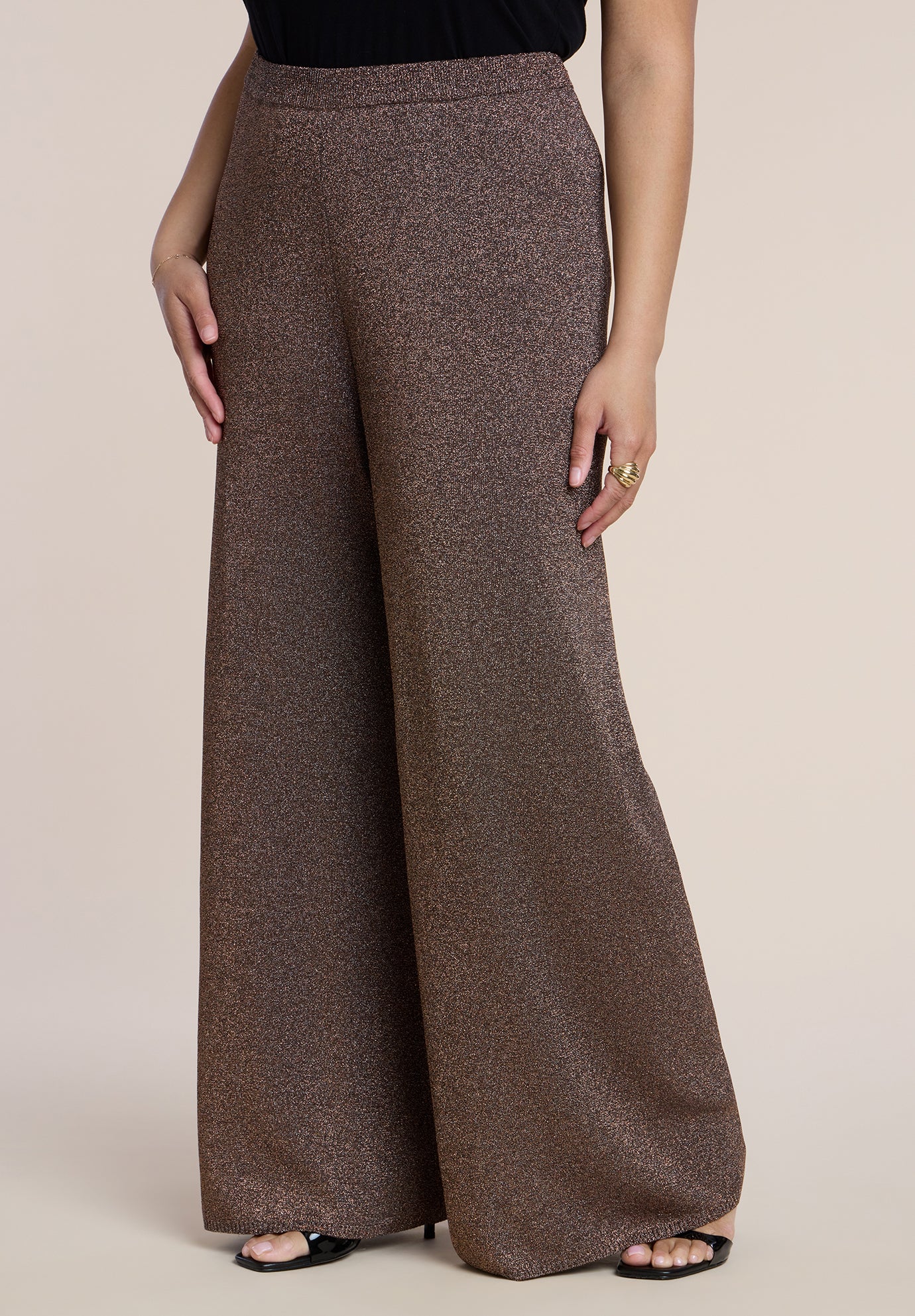 Shimmer Knit Wide-Leg Sweater Pant image number 2