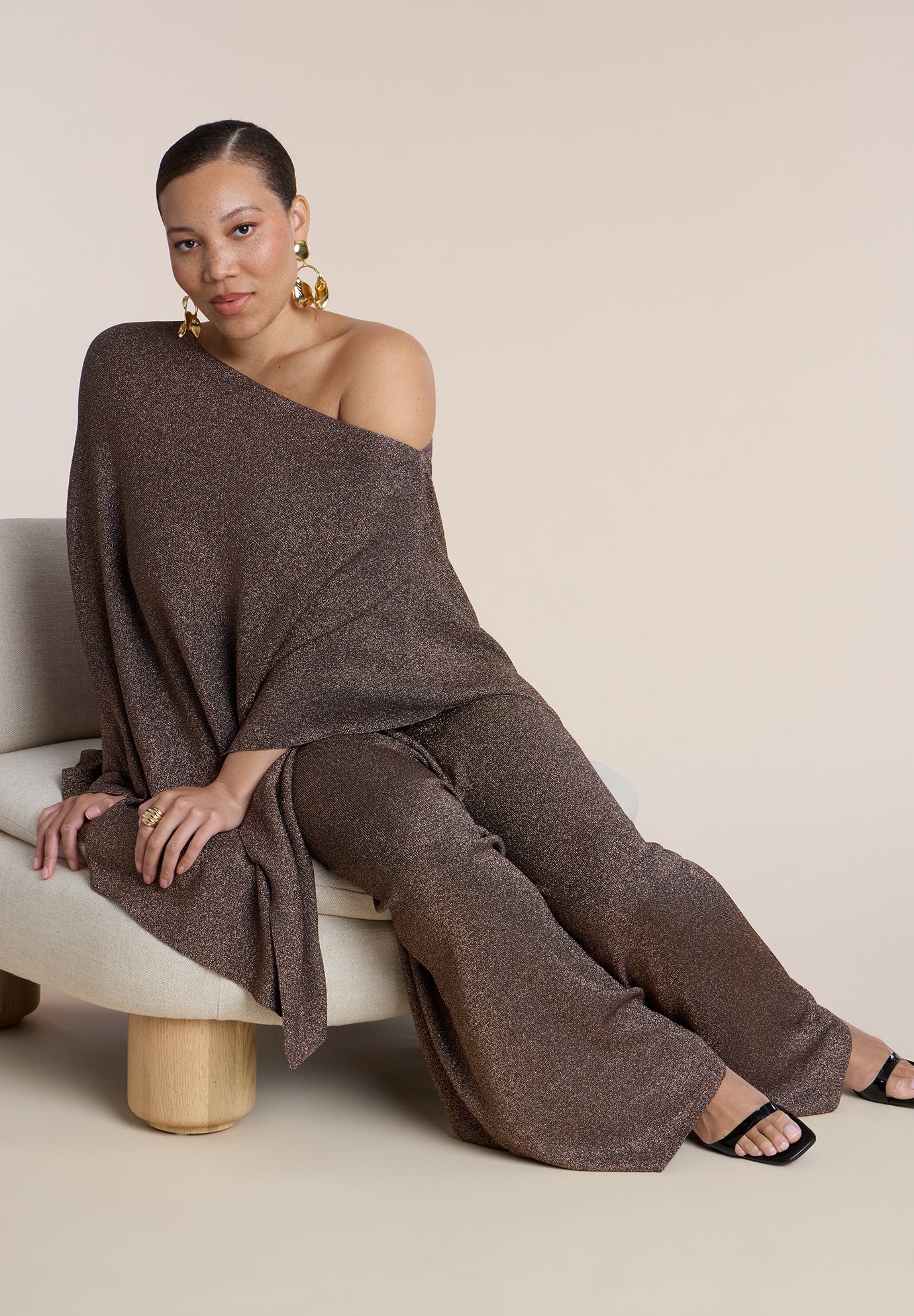 Shimmer Knit Wide-Leg Sweater Pant image number 4