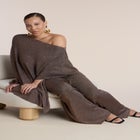 Shimmer Knit Wide-Leg Sweater Pant image number null